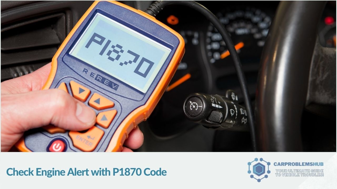 Specific check engine light alert with the P1870 diagnostic code.