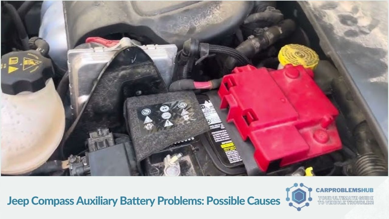 Potential causes leading to issues with the Jeep Compass auxiliary battery.